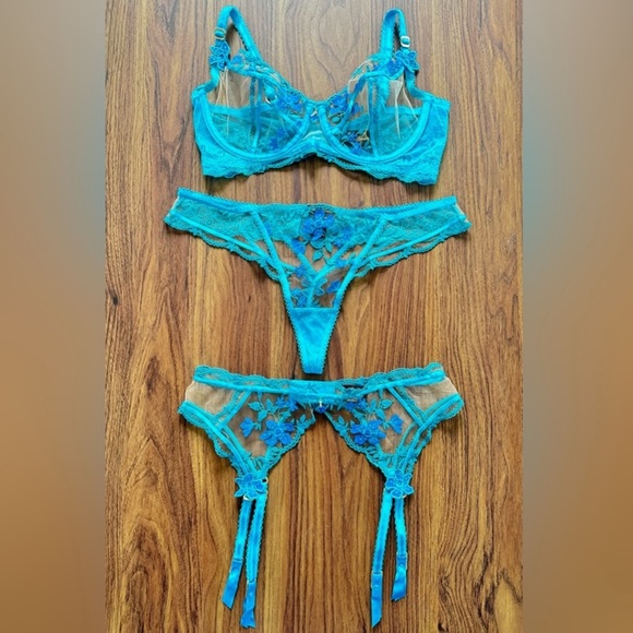 Honey Birdette Sabrina Turquoise Midi Style Suspender. - Picture 9 of 10